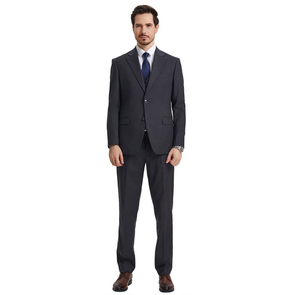 Men's Modern Hybrid-Fit 3pc Notch Lapel Suit Set, Jacket Vest and Pants