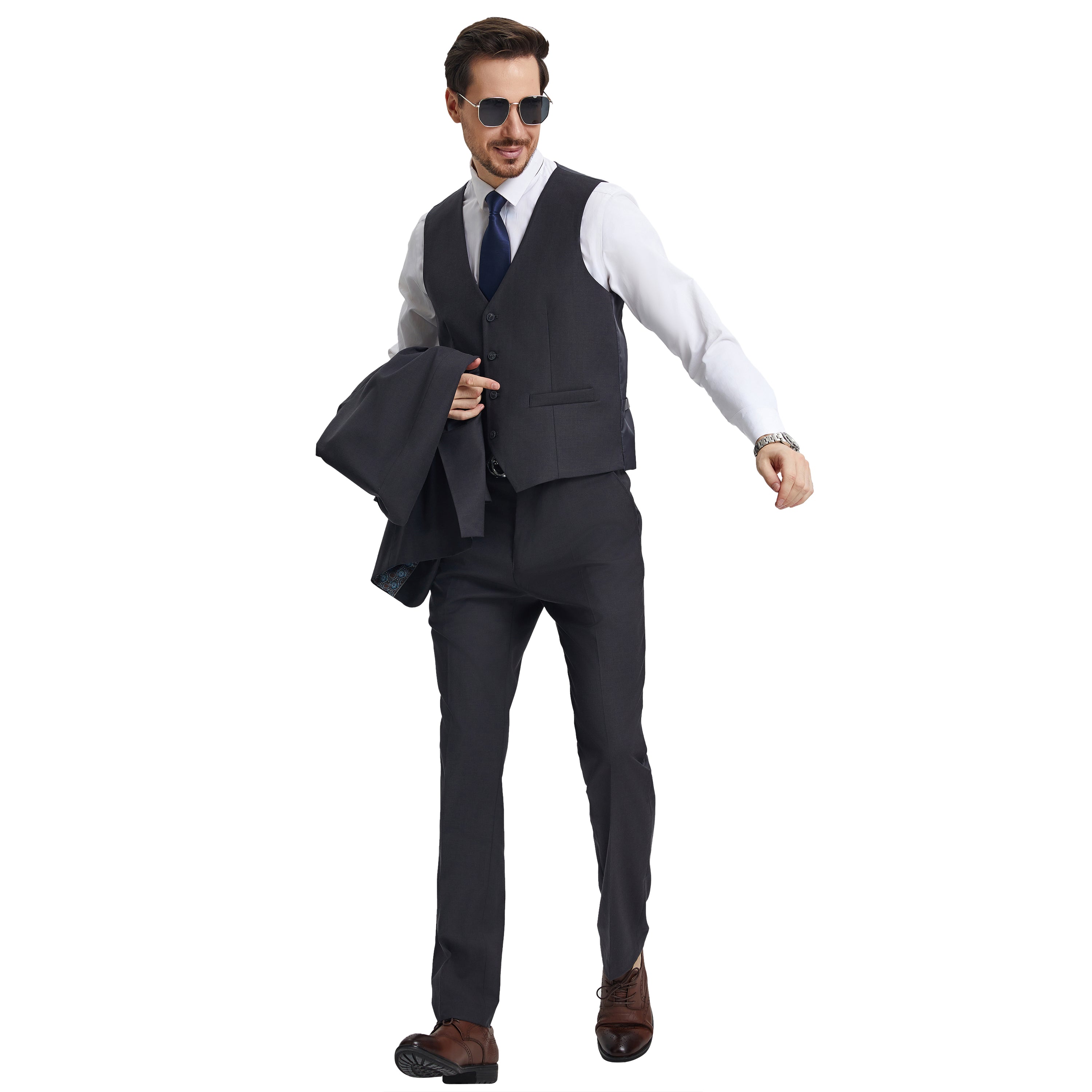 Men's   Hybrid-Fit 3pc Notch Lapel Suit Set, Jacket Vest and Pants