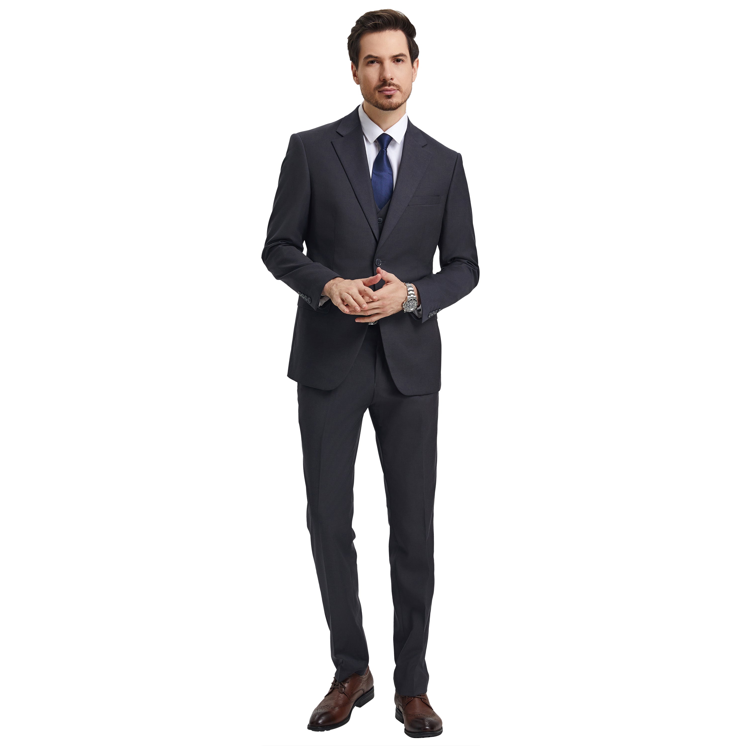 Men's   Hybrid-Fit 3pc Notch Lapel Suit Set, Jacket Vest and Pants
