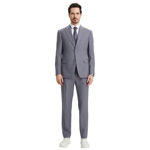 Men's Modern Hybrid-Fit 3pc Notch Lapel Suit Set, Jacket Vest and Pants