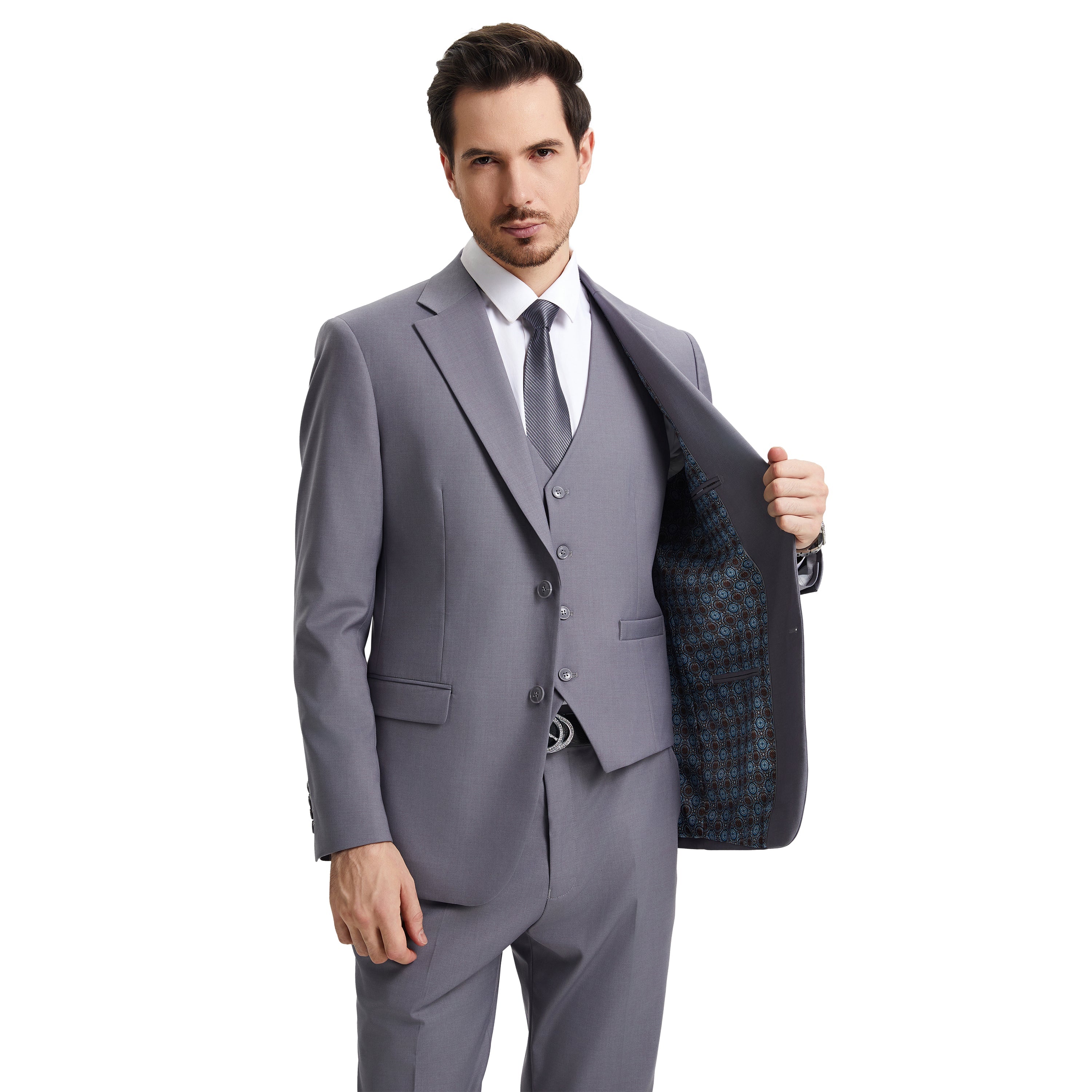 Men's   Hybrid-Fit 3pc Notch Lapel Suit Set, Jacket Vest and Pants