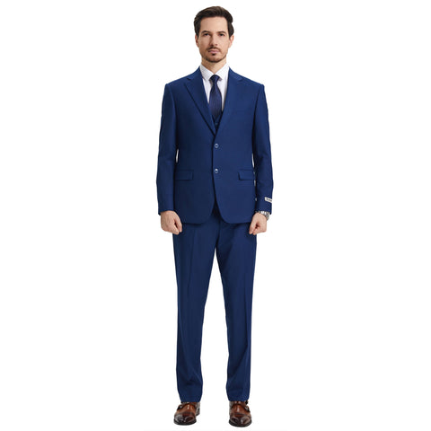 Men's Modern Hybrid-Fit 3pc Notch Lapel Suit Set, Jacket Vest and Pants