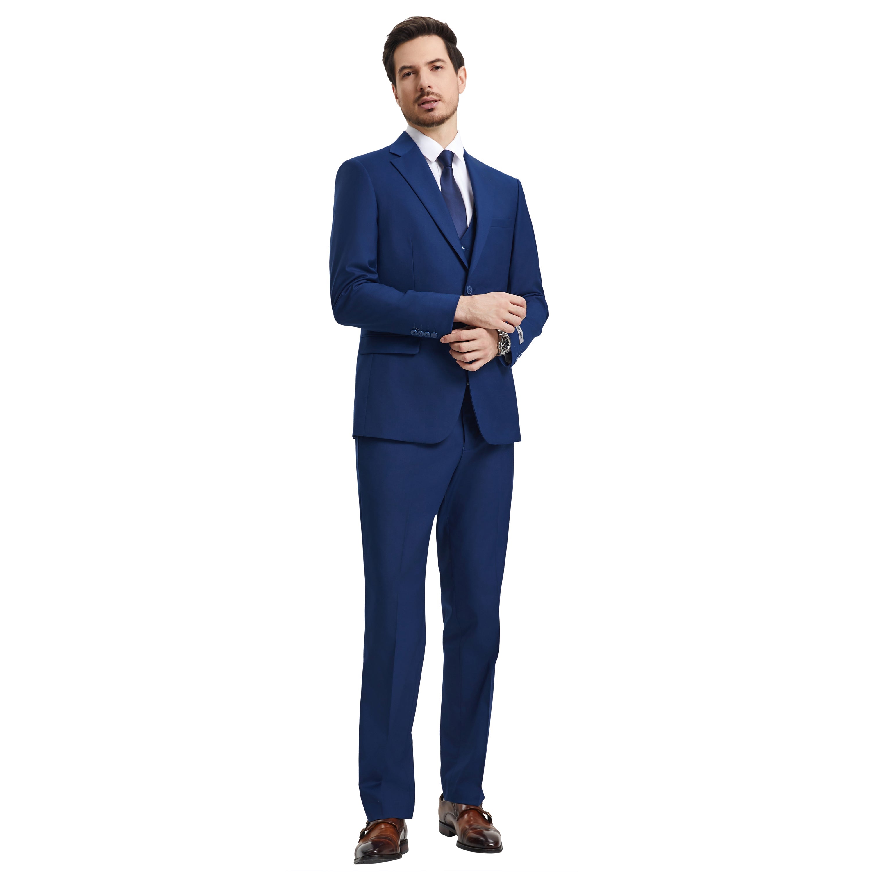 Men's   Hybrid-Fit 3pc Notch Lapel Suit Set, Jacket Vest and Pants