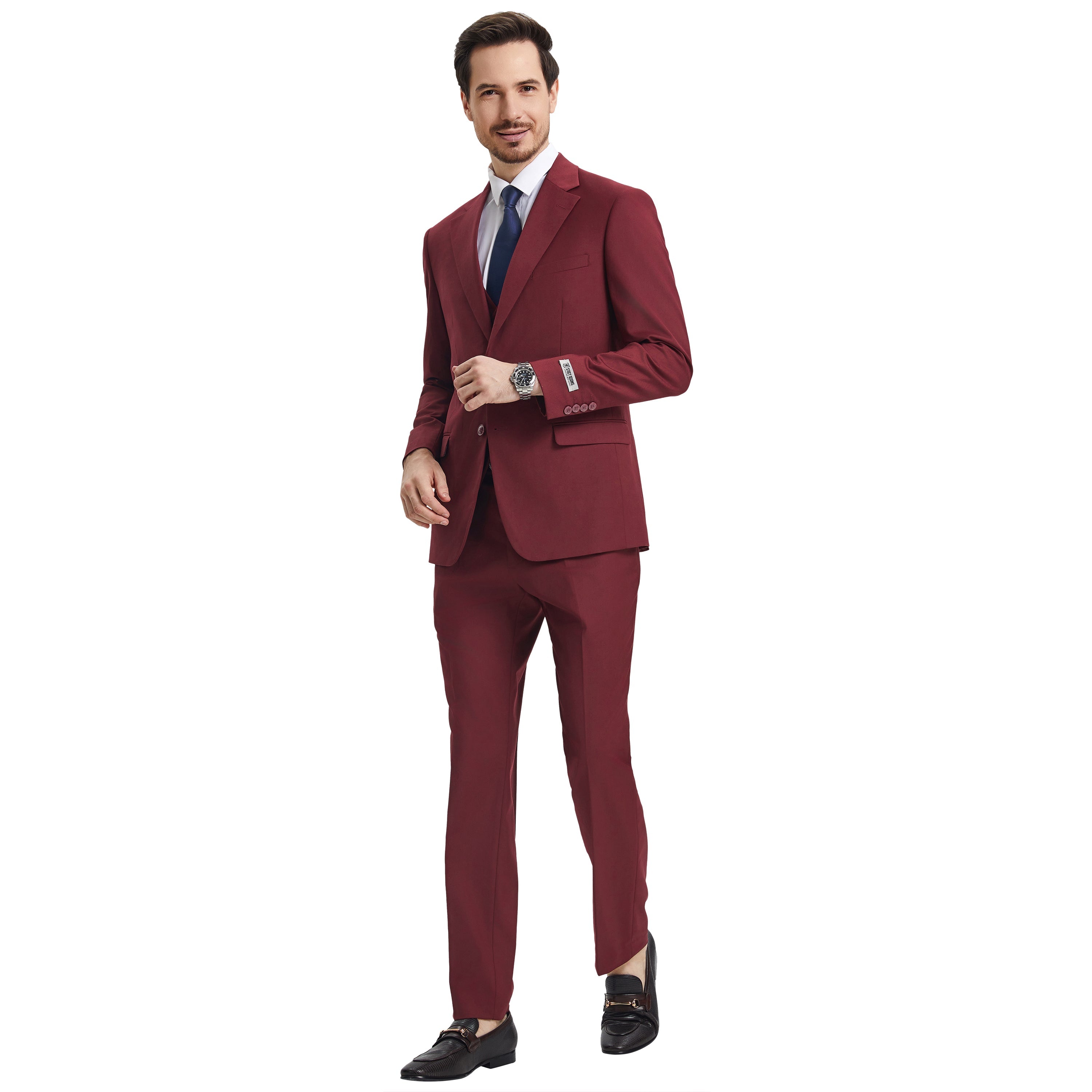 Men's   Hybrid-Fit 3pc Notch Lapel Suit Set, Jacket Vest and Pants
