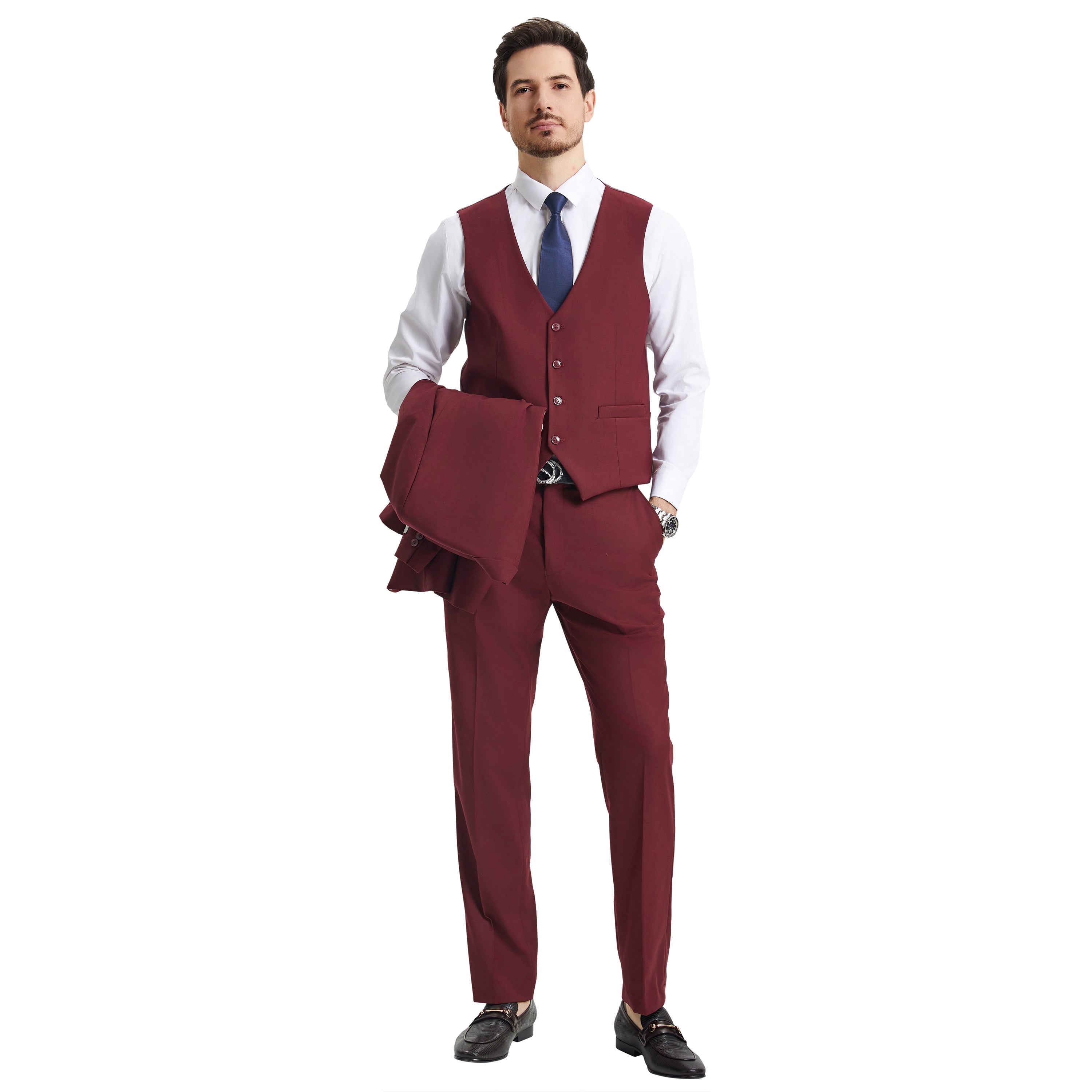 Men's   Hybrid-Fit 3pc Notch Lapel Suit Set, Jacket Vest and Pants