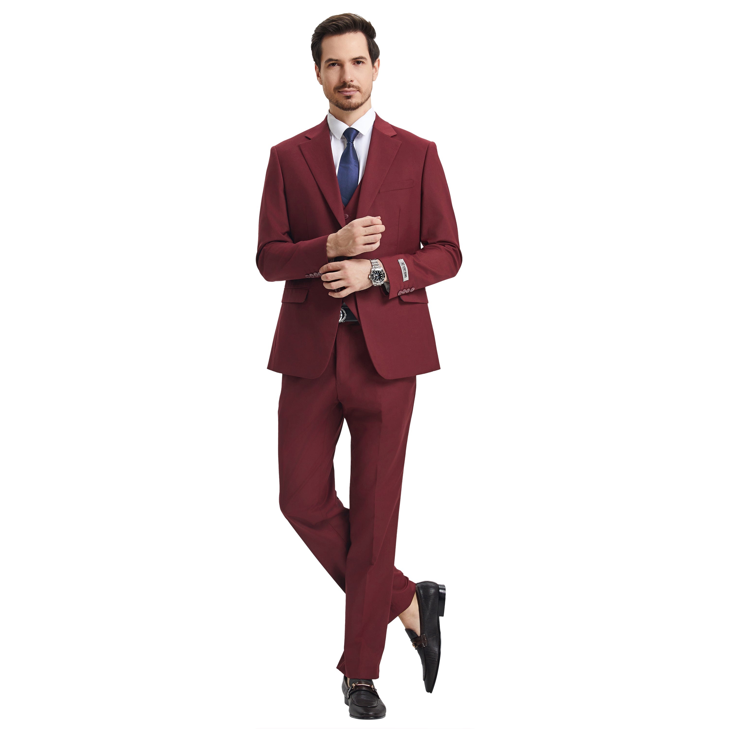 Men's   Hybrid-Fit 3pc Notch Lapel Suit Set, Jacket Vest and Pants