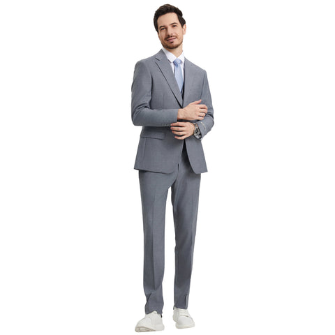 Men's Modern Hybrid-Fit 3pc Notch Lapel Suit Set, Jacket Vest and Pants