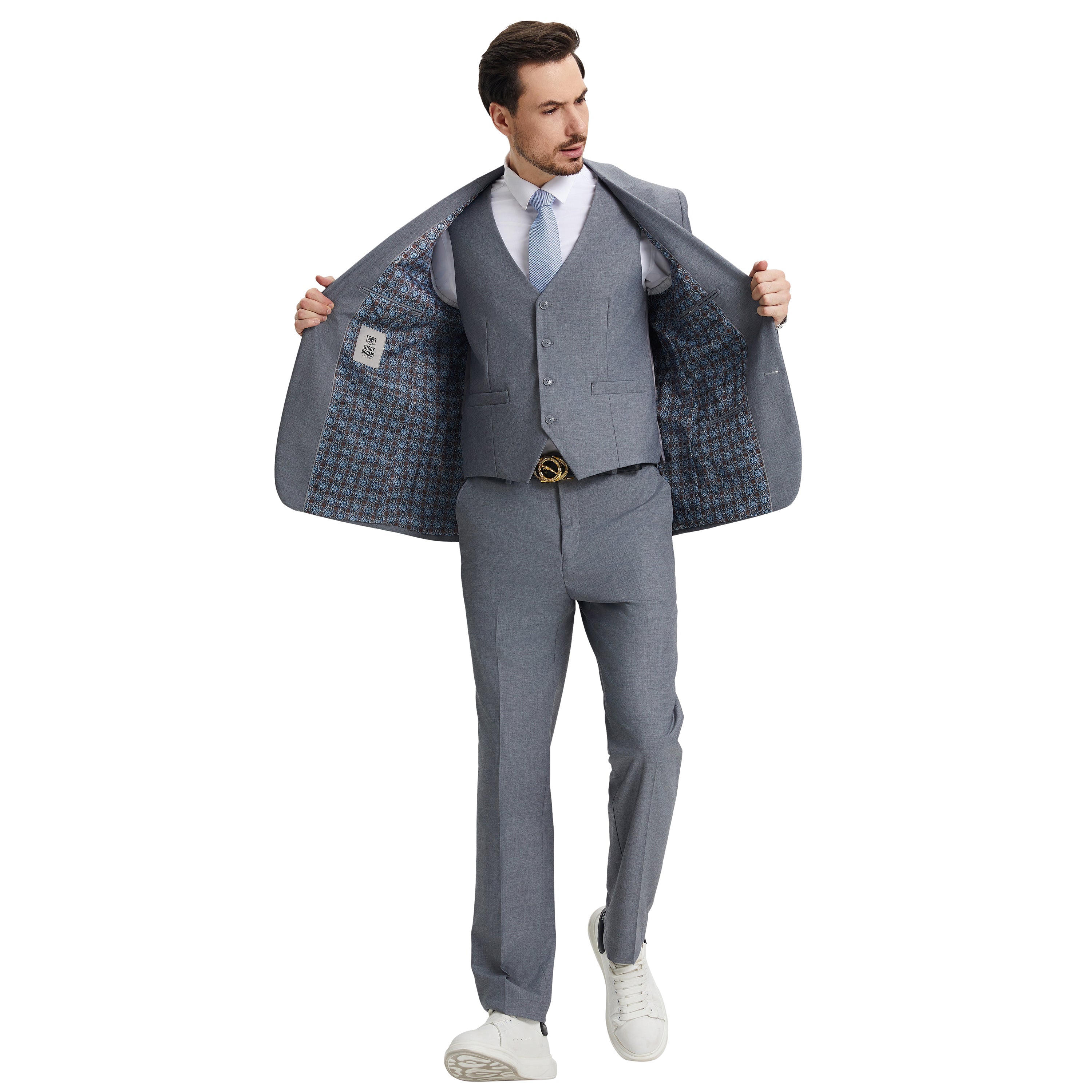 Men's   Hybrid-Fit 3pc Notch Lapel Suit Set, Jacket Vest and Pants