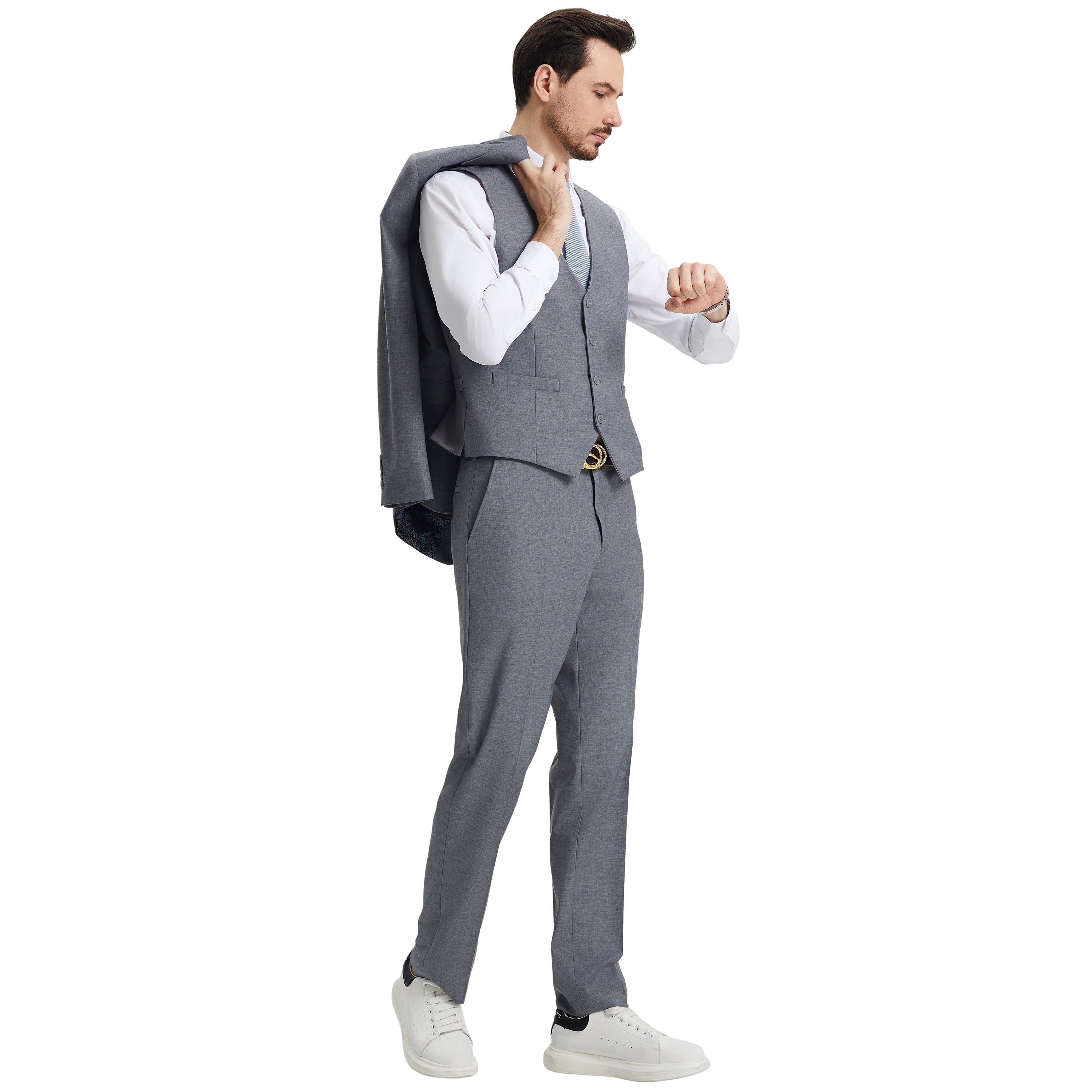 Men's   Hybrid-Fit 3pc Notch Lapel Suit Set, Jacket Vest and Pants