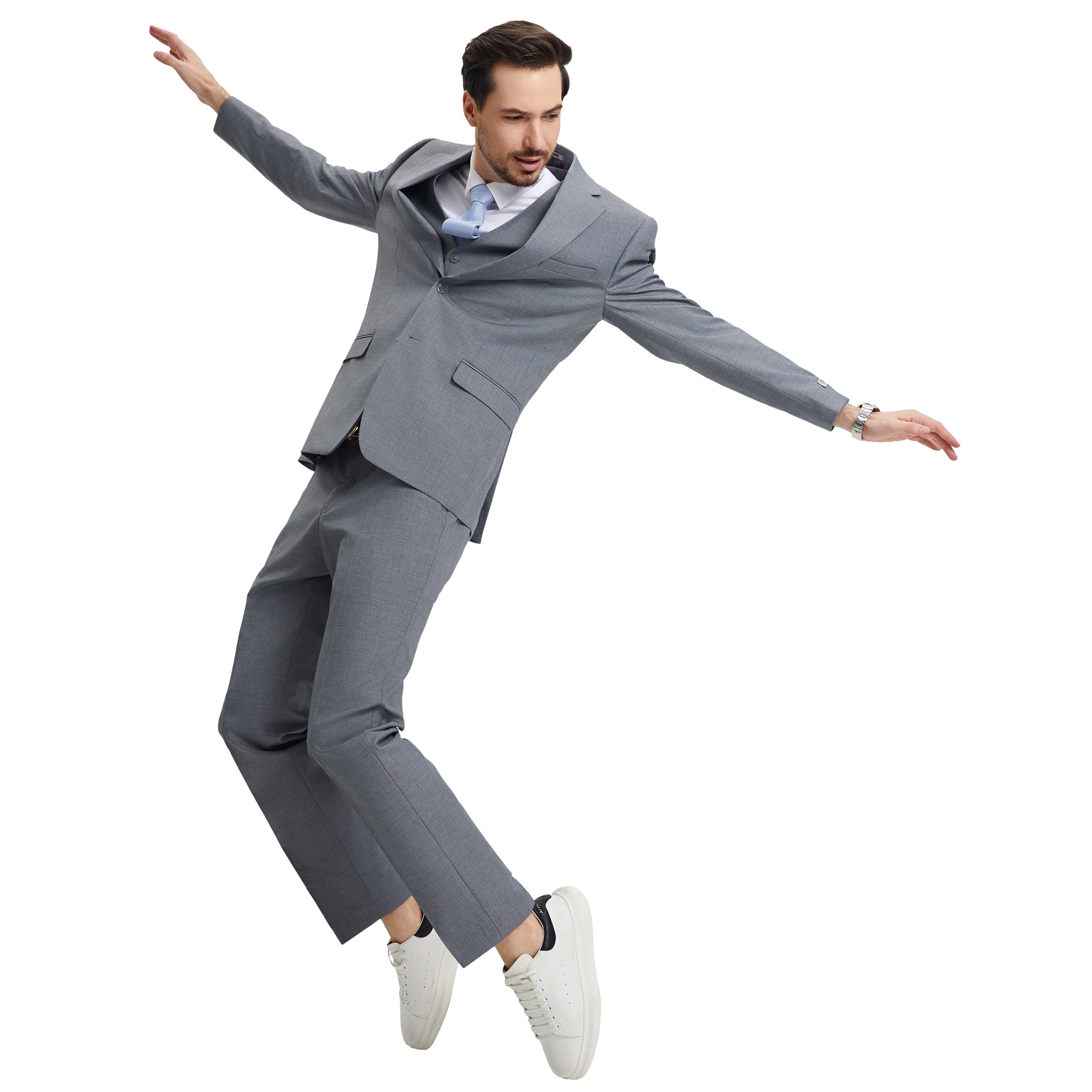 Men's   Hybrid-Fit 3pc Notch Lapel Suit Set, Jacket Vest and Pants