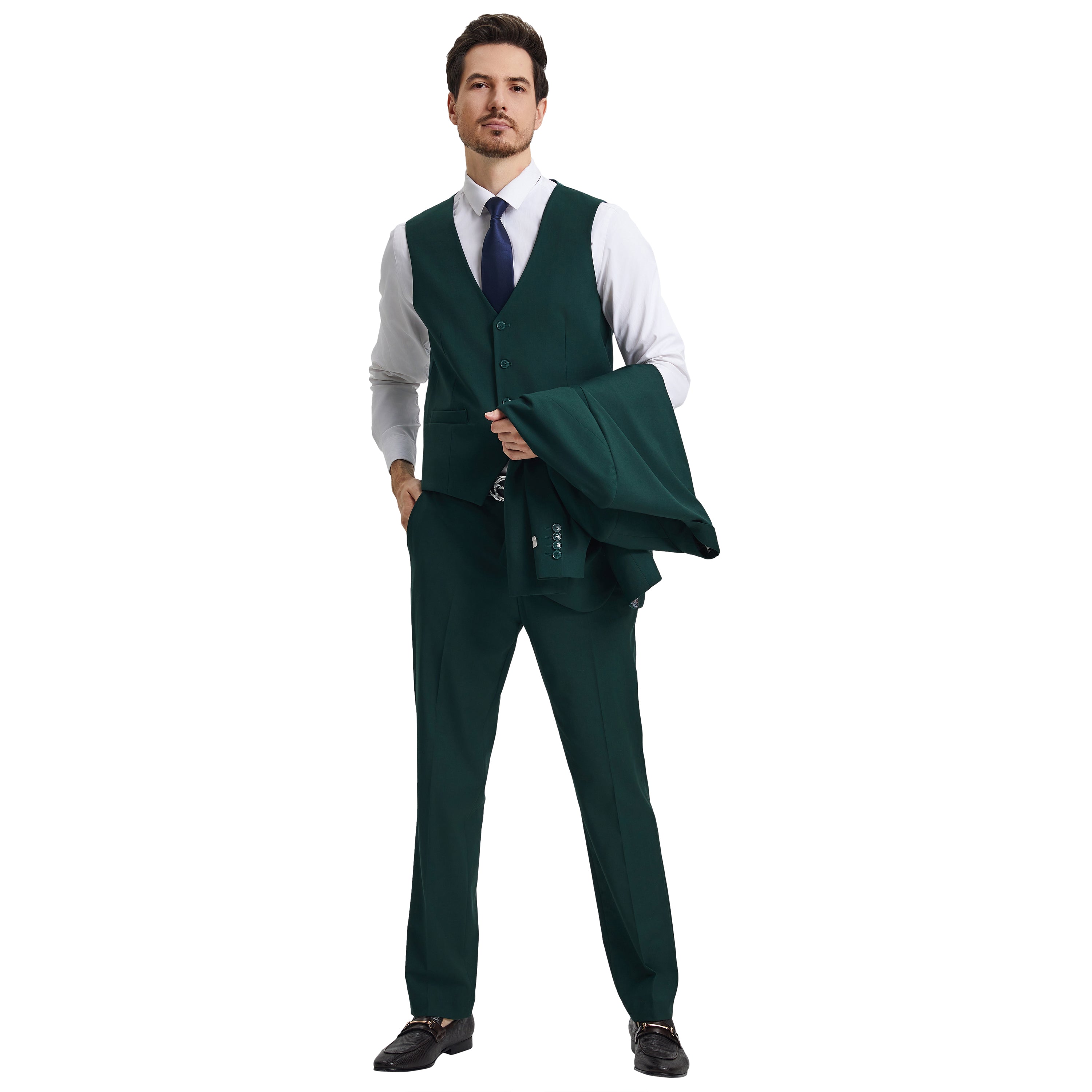 Men's   Hybrid-Fit 3pc Notch Lapel Suit Set, Jacket Vest and Pants