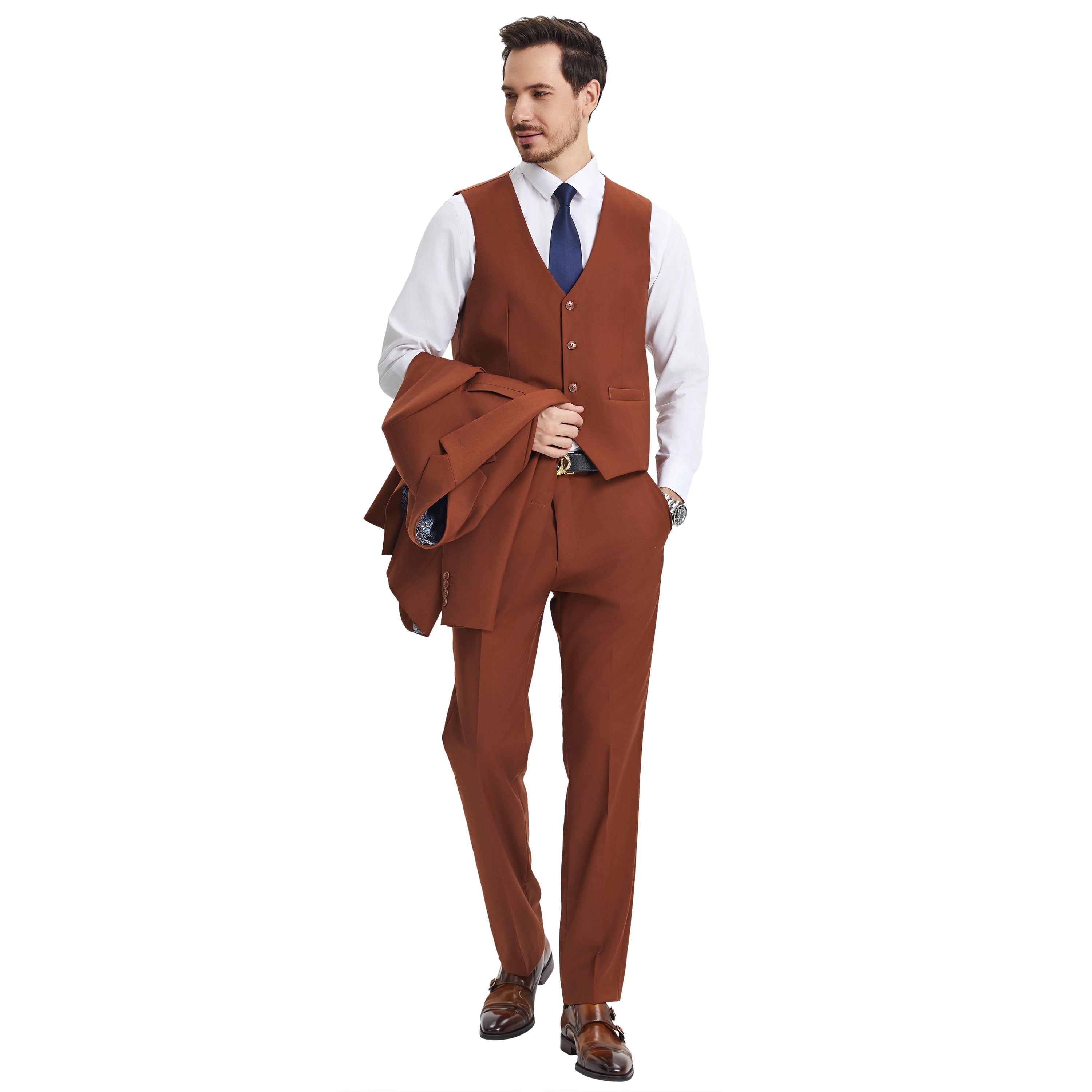 Men's   Hybrid-Fit 3pc Notch Lapel Suit Set, Jacket Vest and Pants