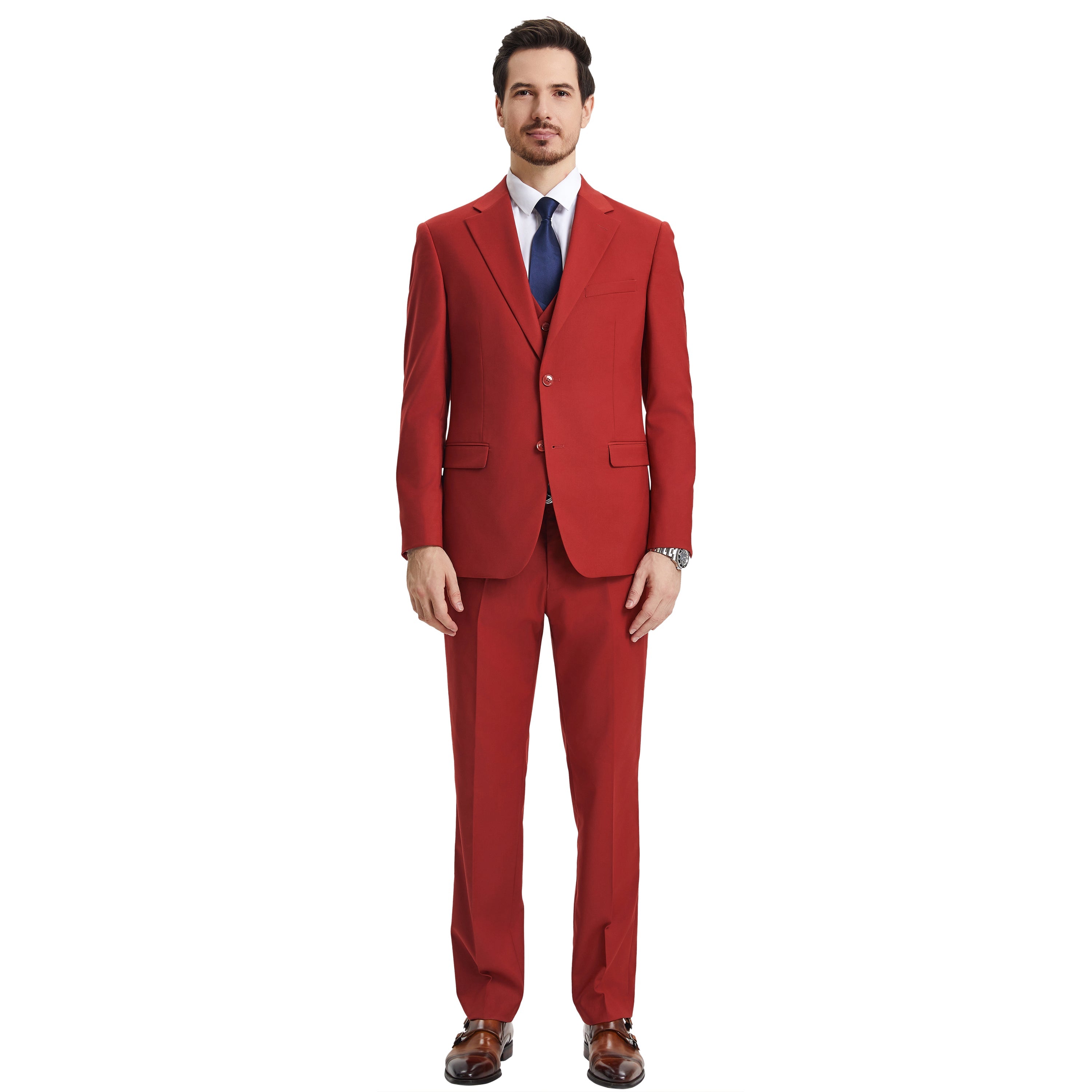 Men's   Hybrid-Fit 3pc Notch Lapel Suit Set, Jacket Vest and Pants