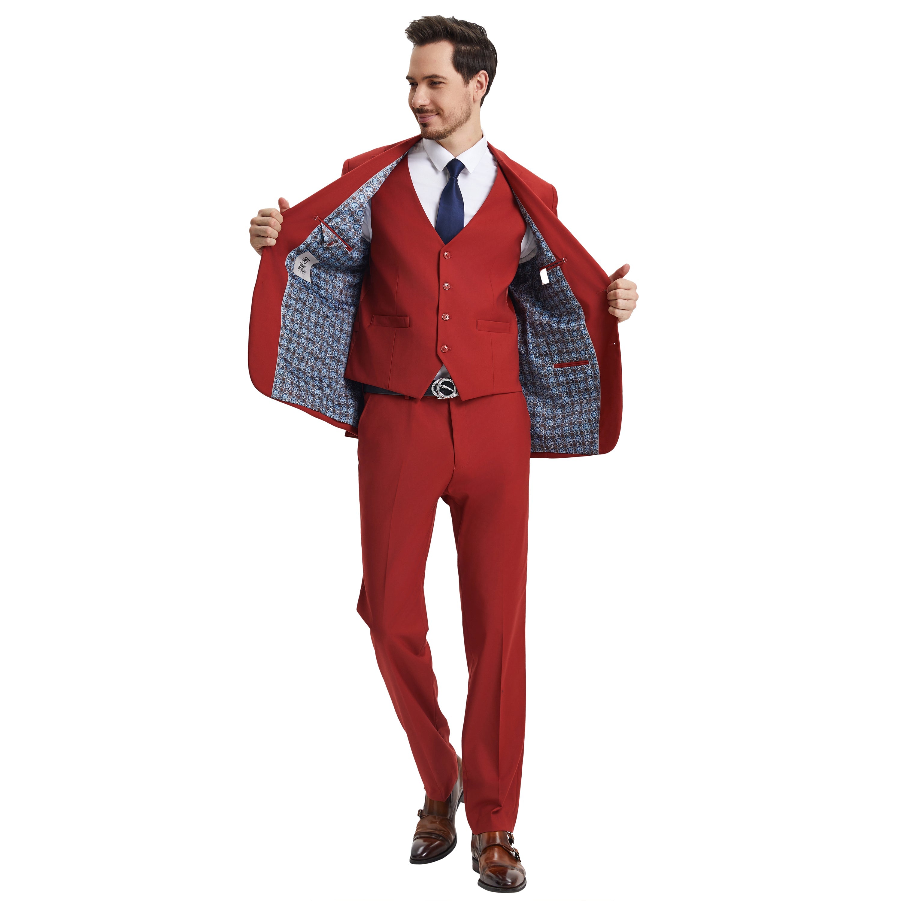 Men's   Hybrid-Fit 3pc Notch Lapel Suit Set, Jacket Vest and Pants