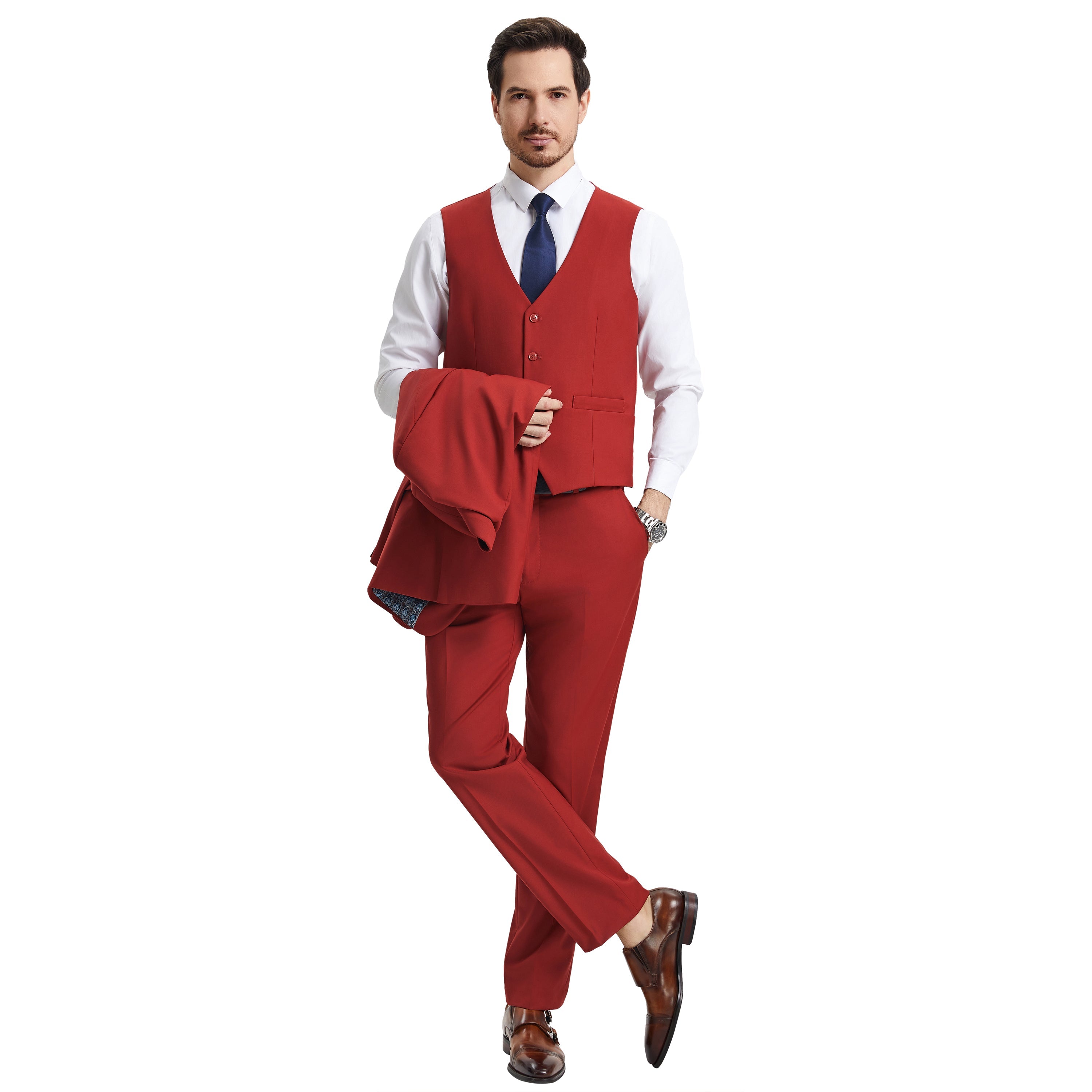 Men's   Hybrid-Fit 3pc Notch Lapel Suit Set, Jacket Vest and Pants