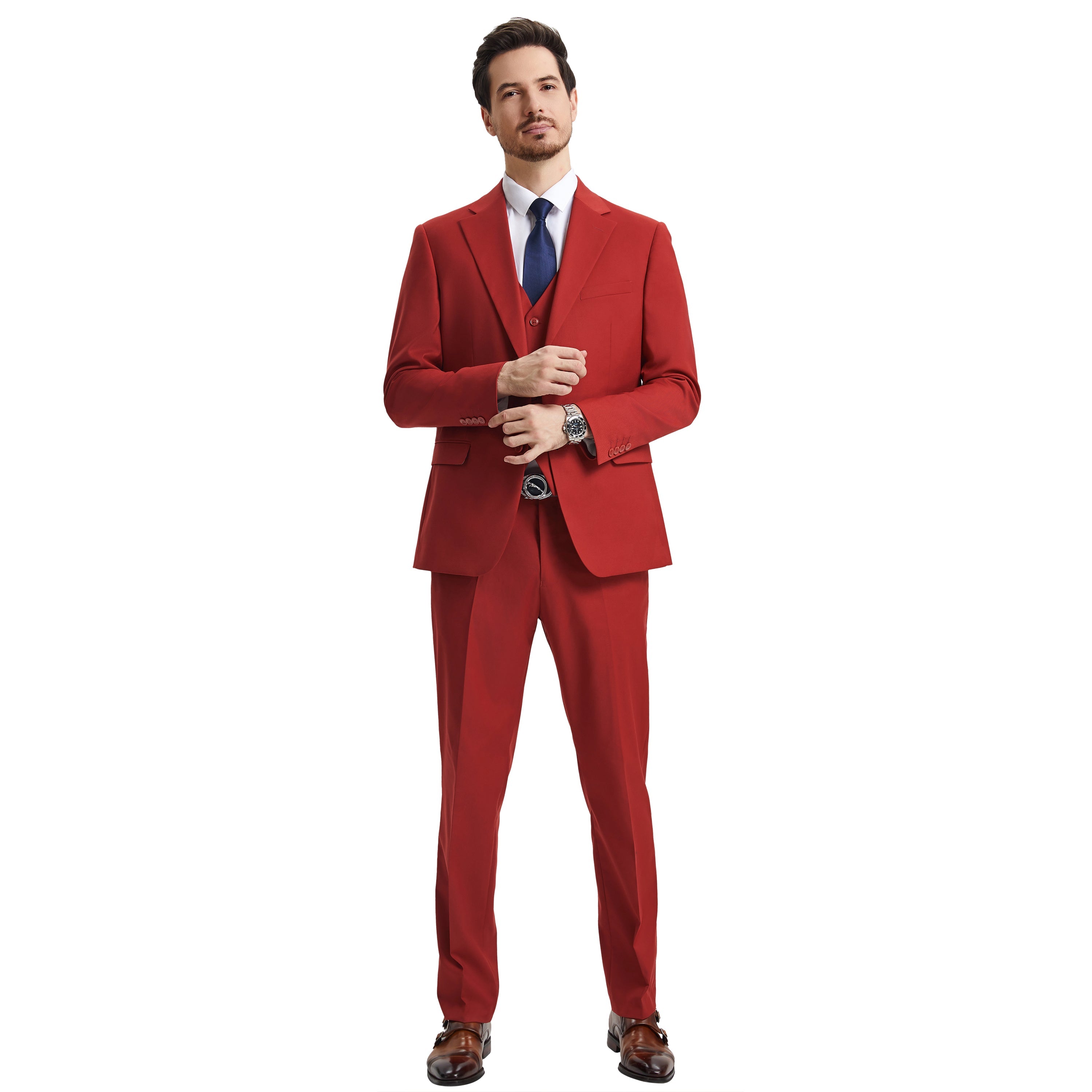 Men's   Hybrid-Fit 3pc Notch Lapel Suit Set, Jacket Vest and Pants