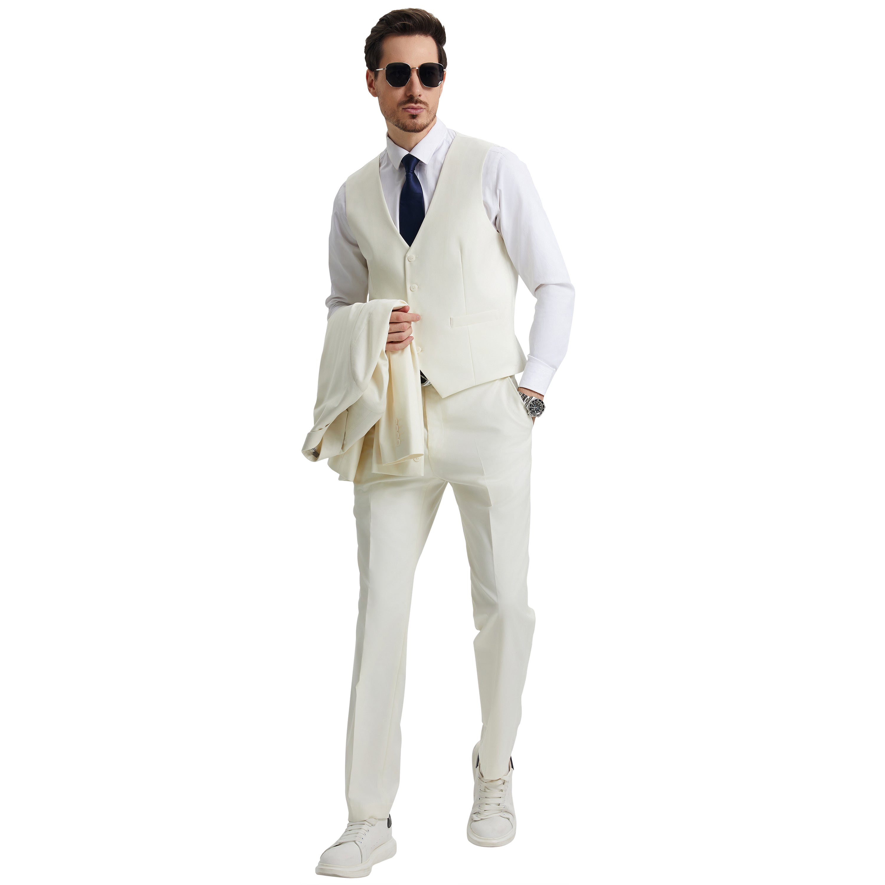 Men's   Hybrid-Fit 3pc Notch Lapel Suit Set, Jacket Vest and Pants