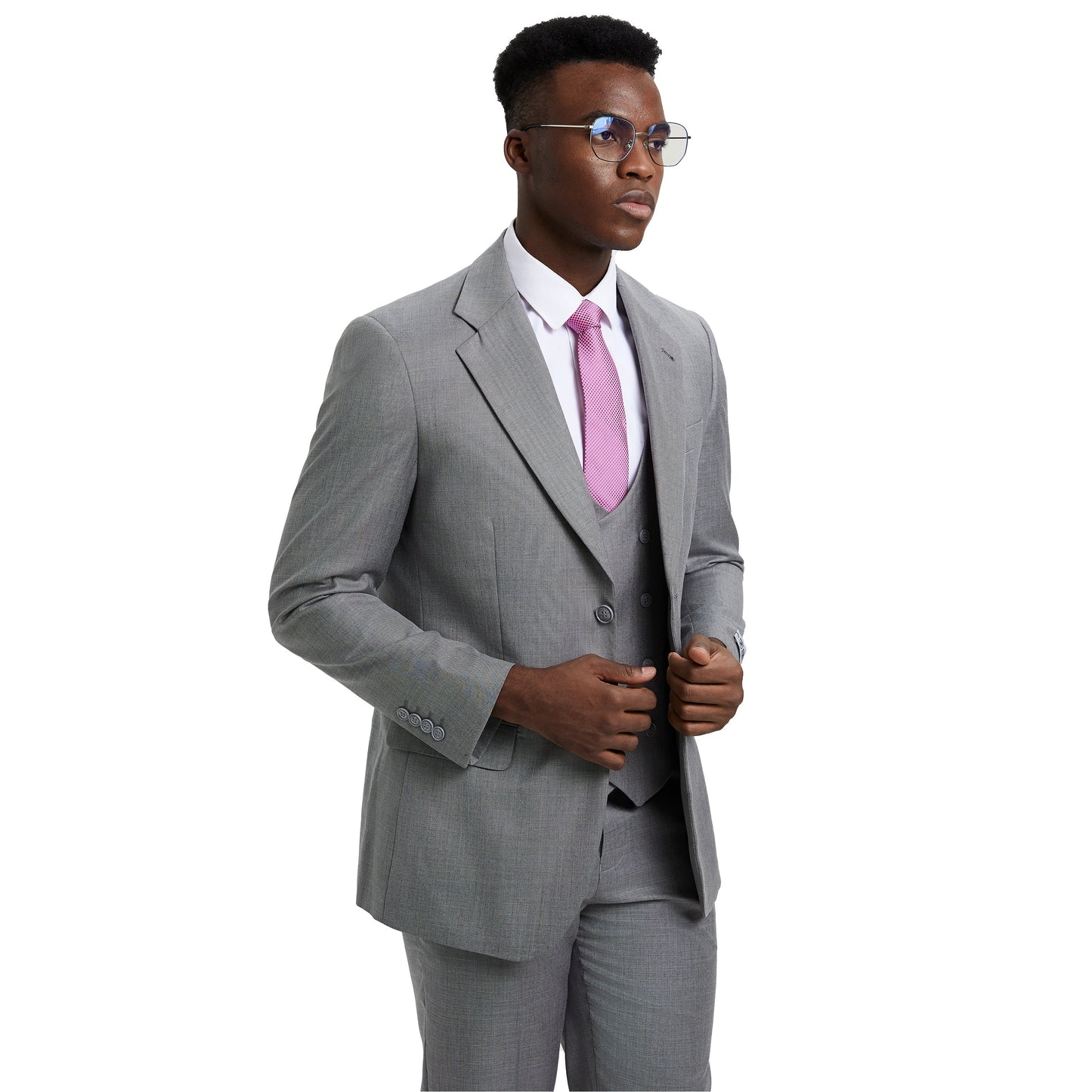 Men's Stacy Adams Sharkskin 3-Piece Suit