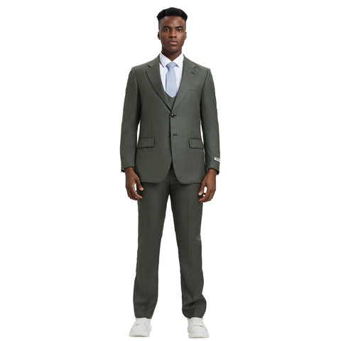 Men's Modern Sharkskin 3-Piece Suit