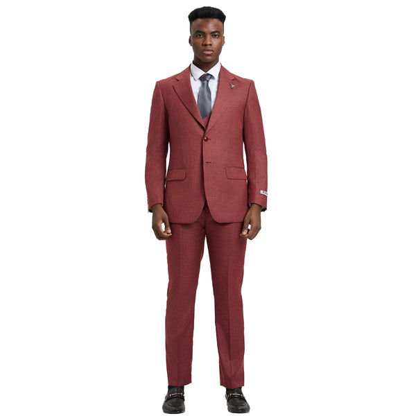 Men's Modern Sharkskin 3-Piece Suit