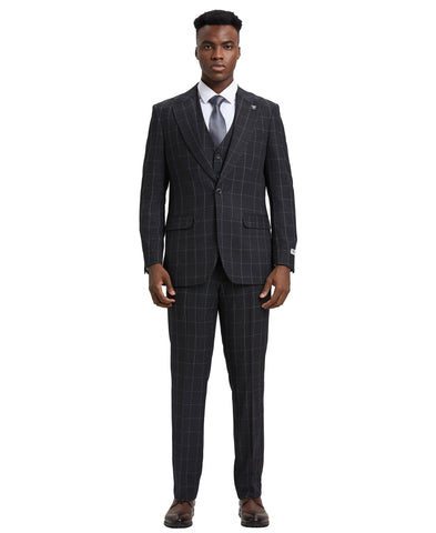 Mens-suit Windowpane By Modern