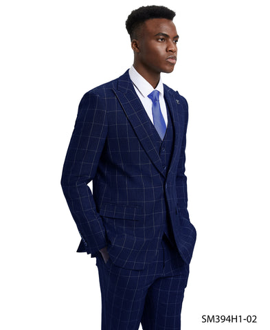 Mens-Suit Windowpane By Modern