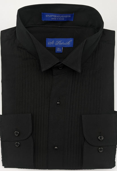 Barry's Menswear Wing Tip Collar Tuxedo Shirt - Black